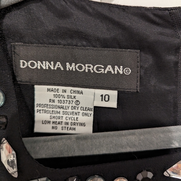 Donna Morgan Silk Sleeve-less Sheath Dress with Rhinestones - Picture 7 of 11